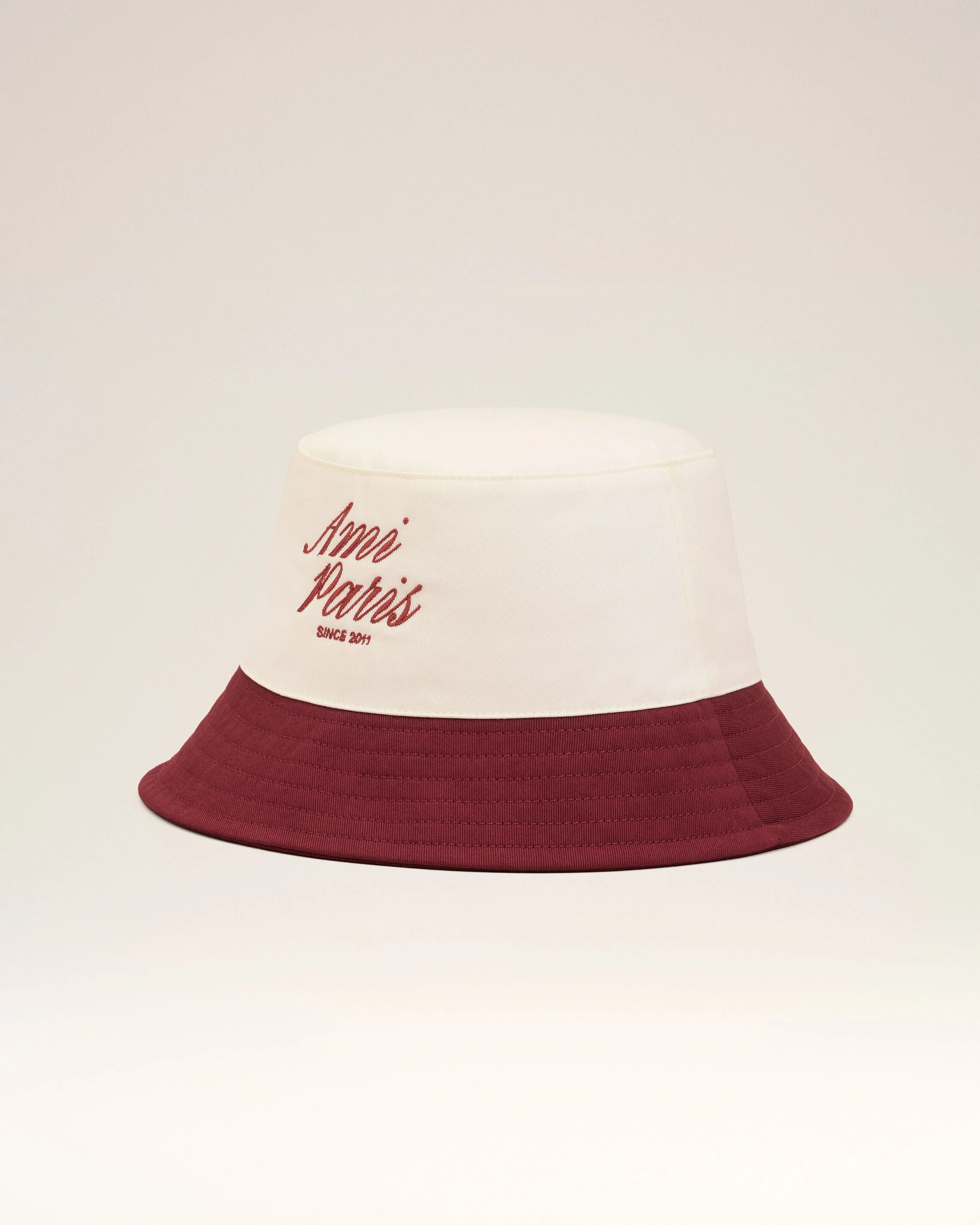 RED AND WHITE COTTON AMI PARIS HAT - 1