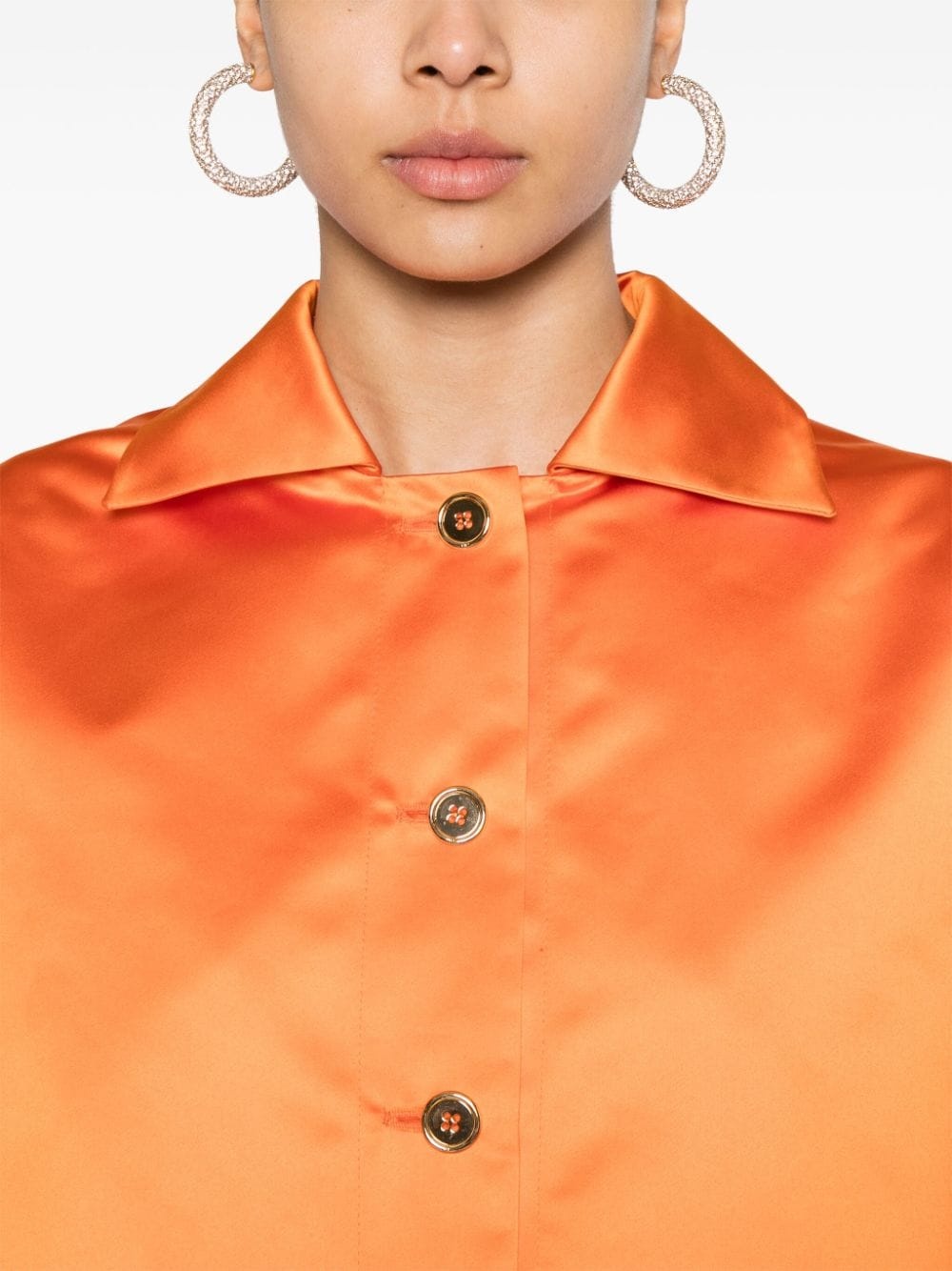 cropped satin shirt jacket - 5