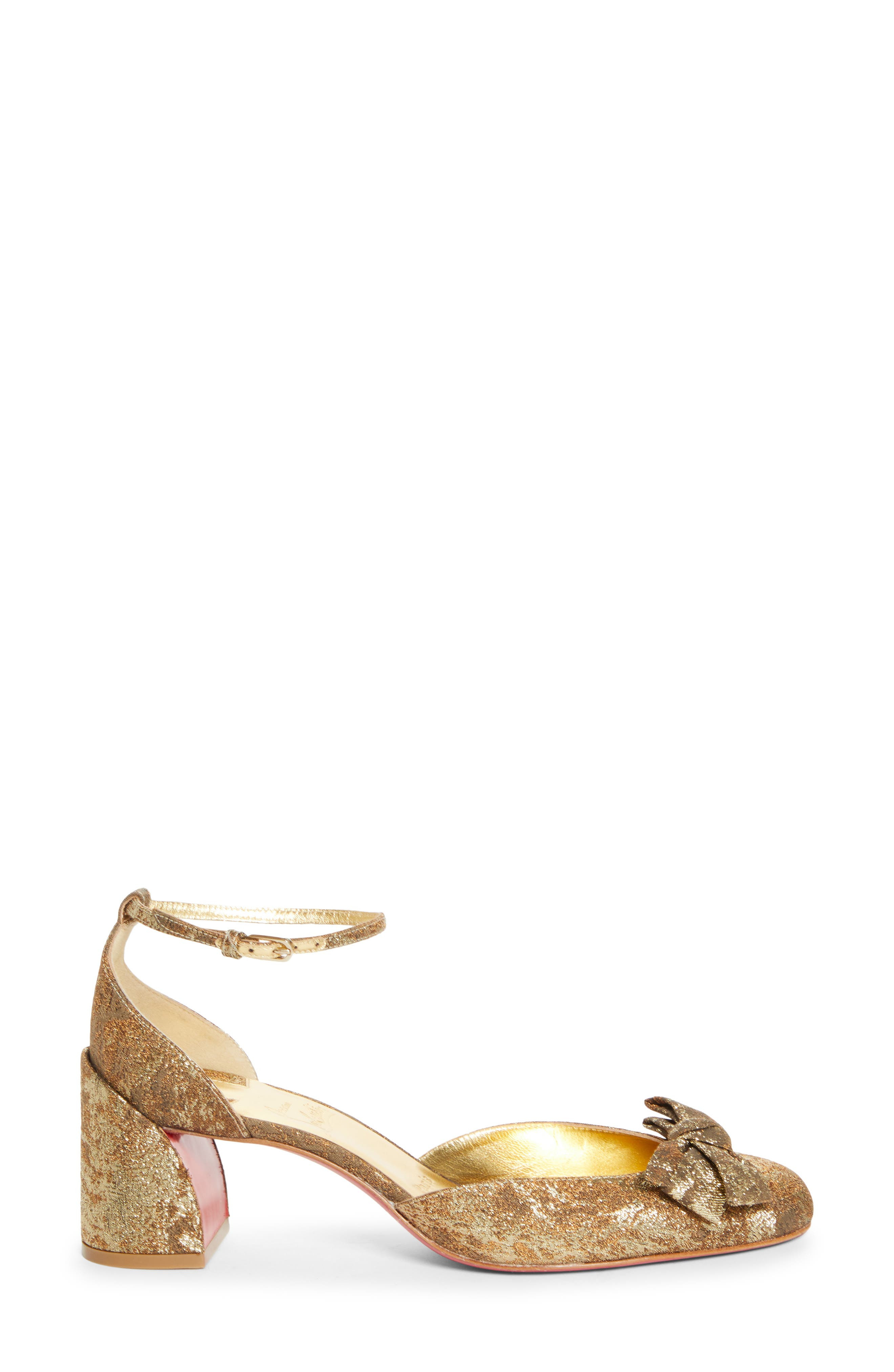 Christian Louboutin Jane Bow Pump in Gold at Nordstrom - 3
