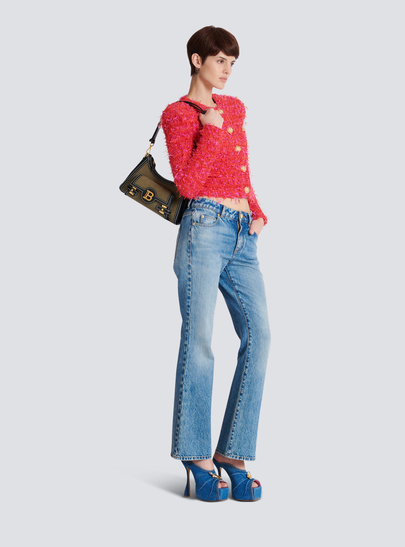 Balmain B-Buzz Hobo bag in leather and canvas outlook