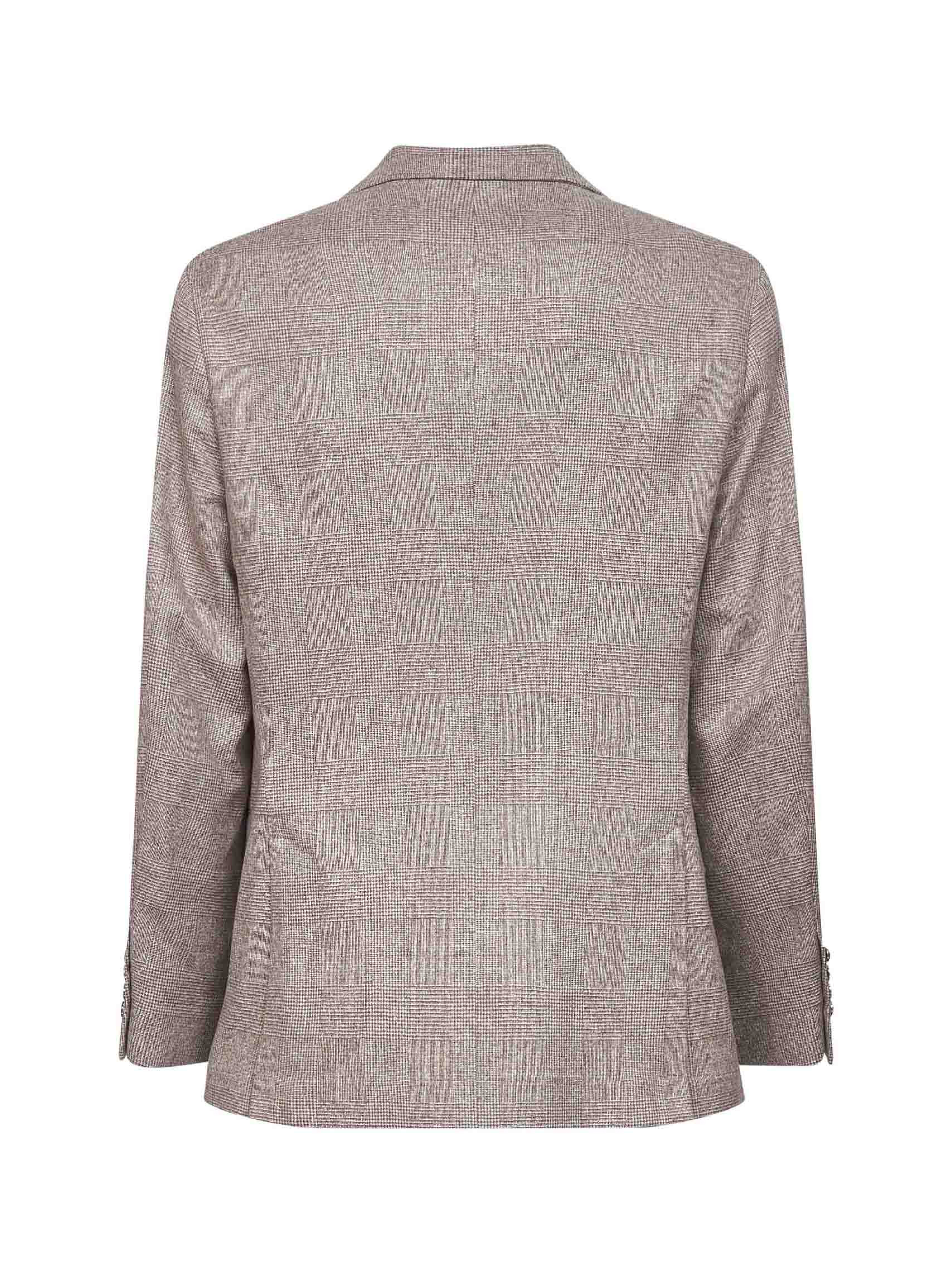 Brunello Cucinelli Men Beige Prince Of Wales Flannel Deconstructed Blazer - 2