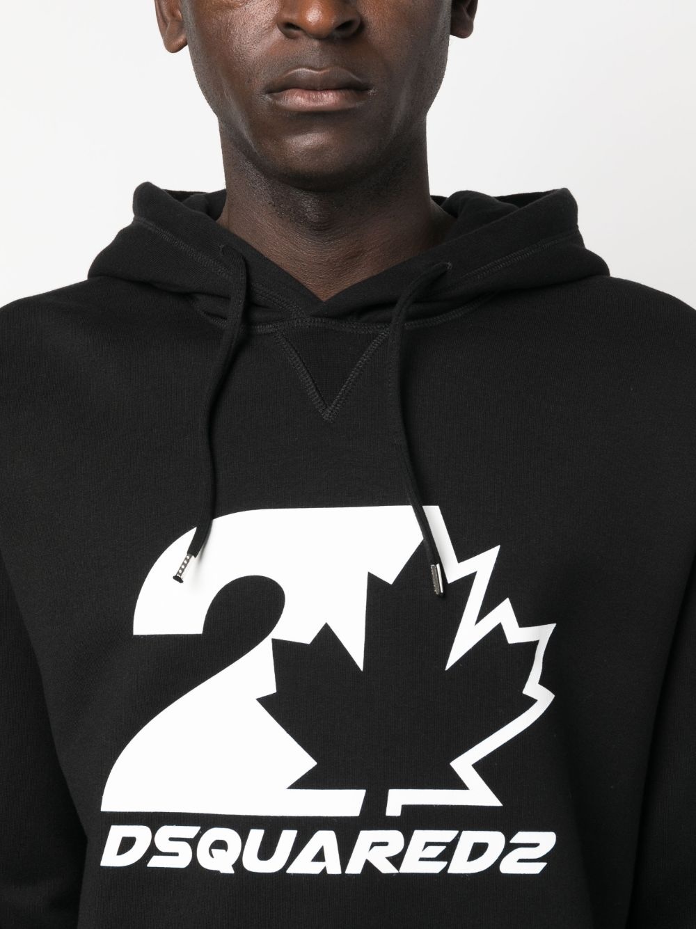 logo-print cotton drawstring hoodie - 5