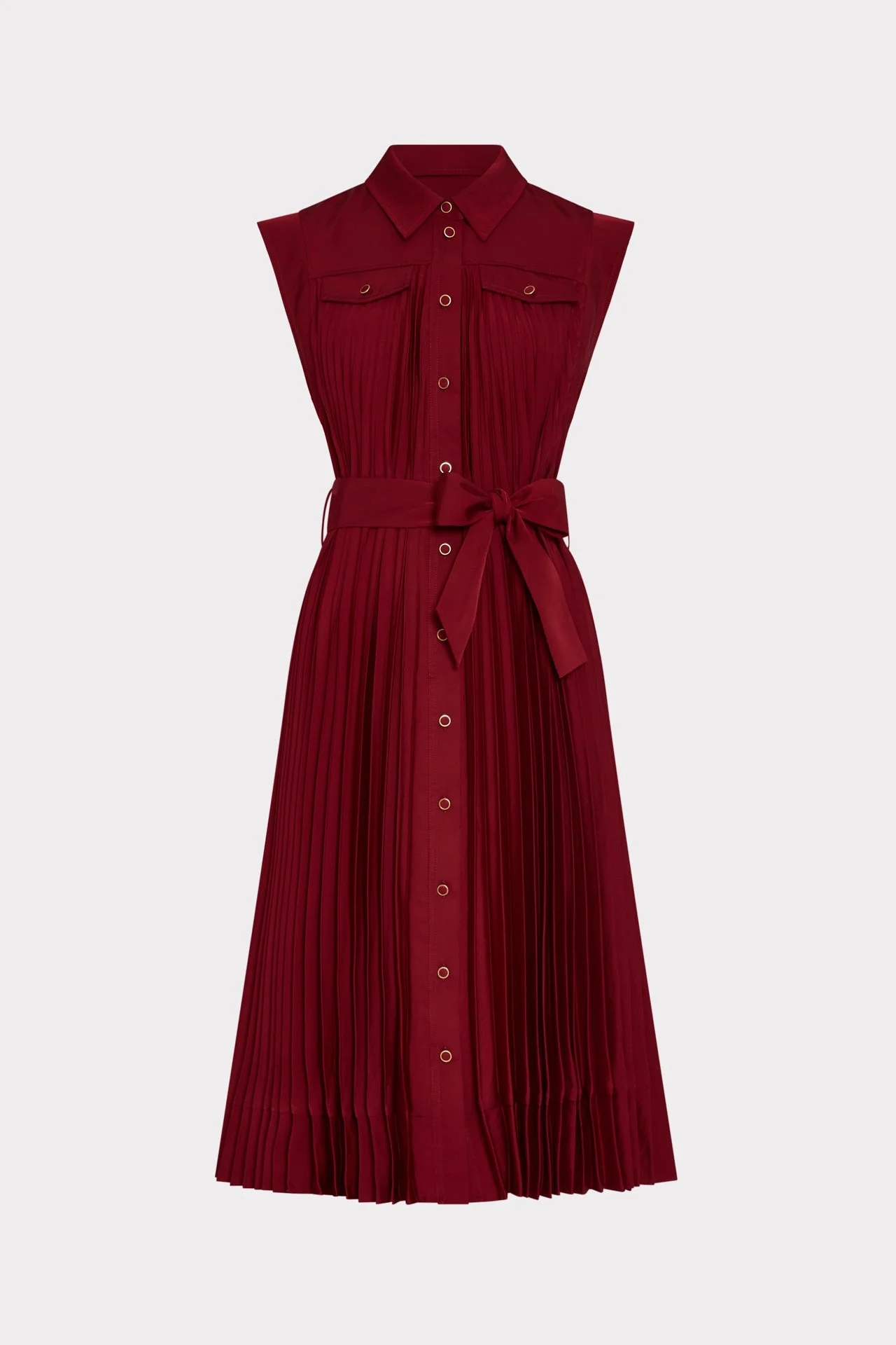 Johanna Pleated Twill Midi Dress - 1