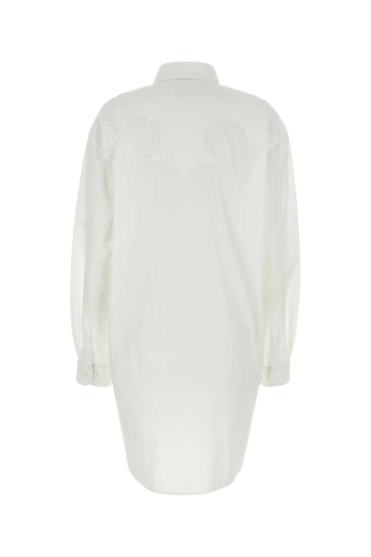 Maison Margiela Women White Poplin Shirt Mini Dress - 2