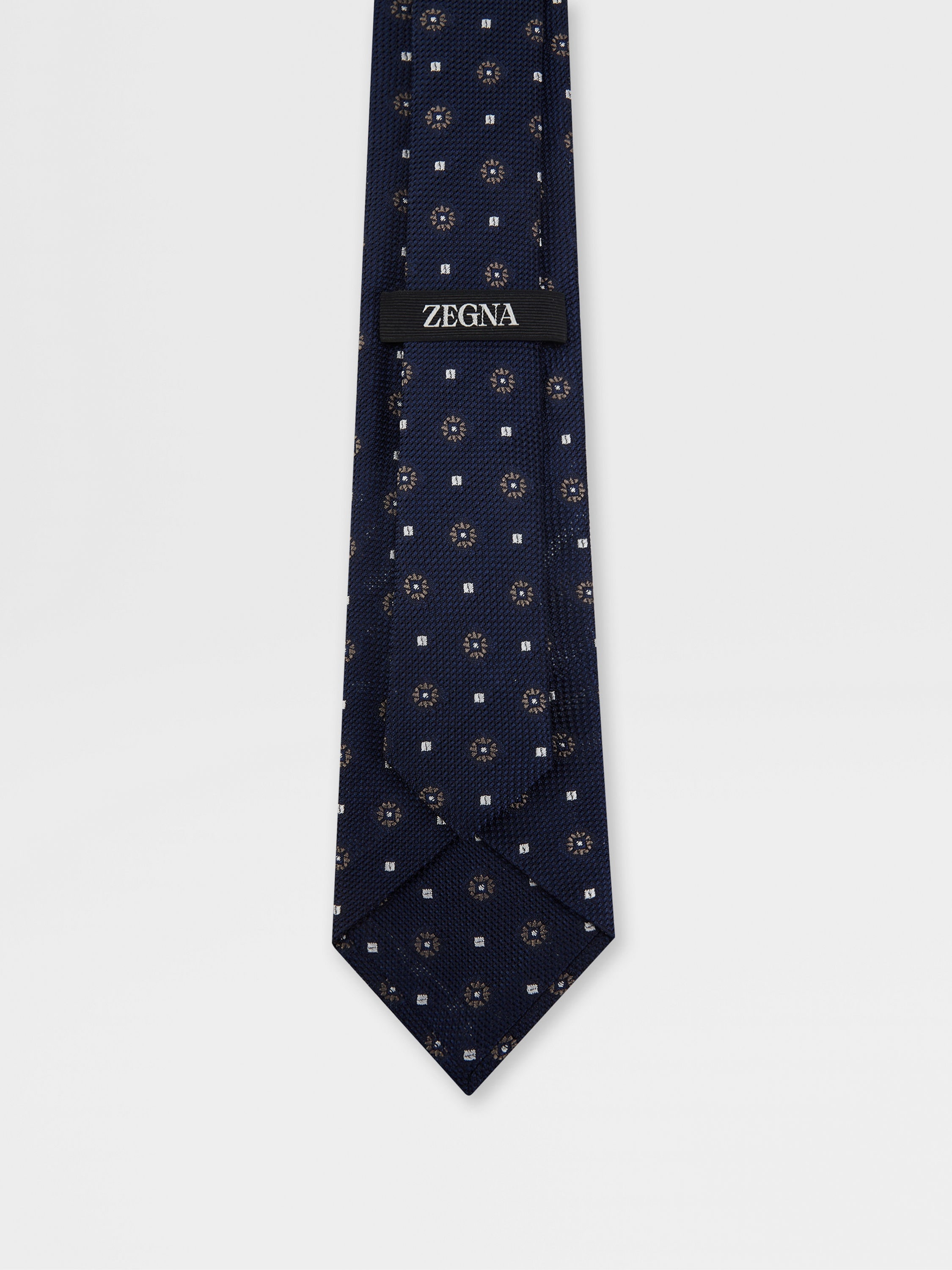 DARK BLUE PRINTED SILK GRENADINE TIE - 3