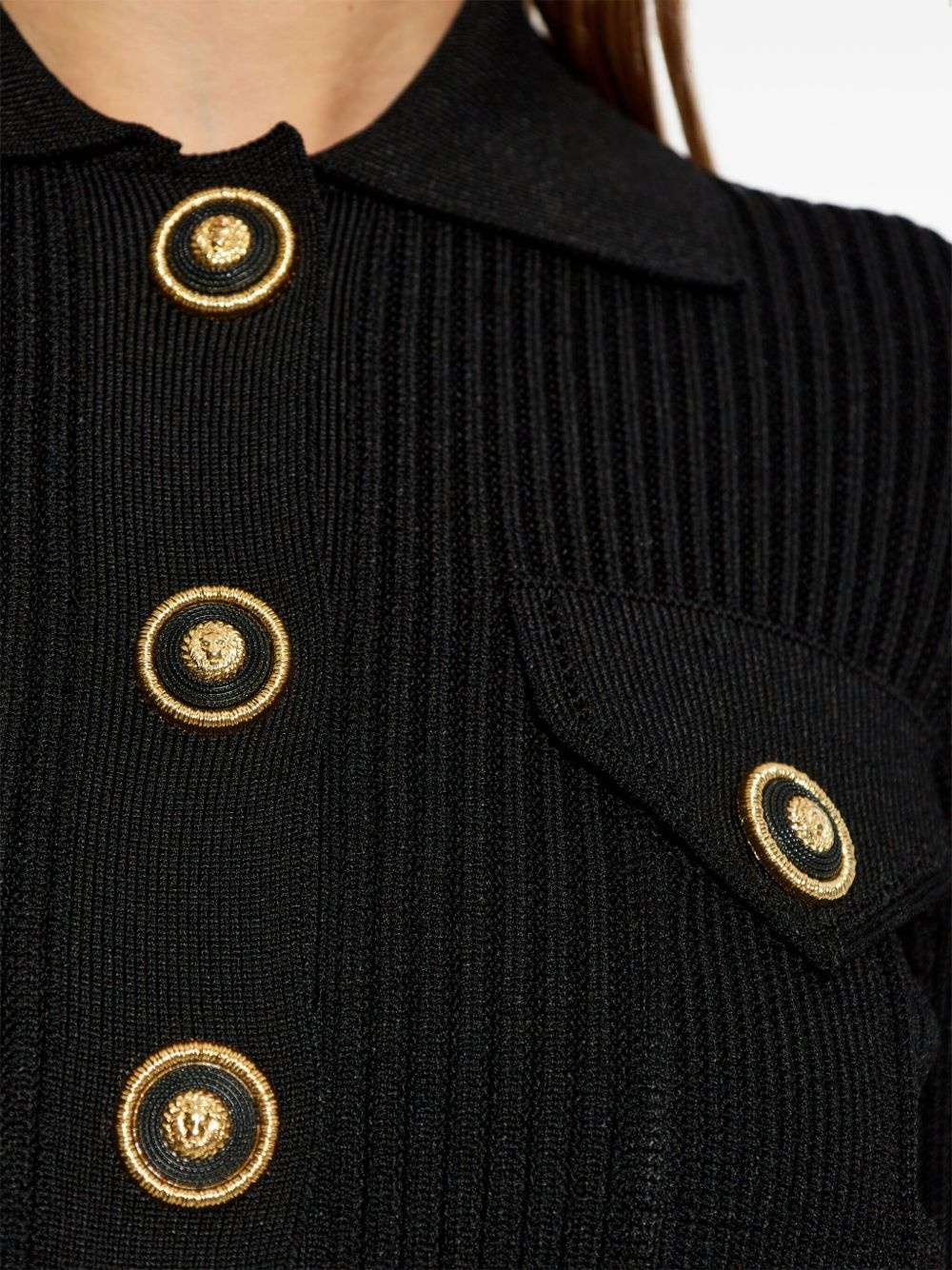 openwork-detailed ribbed-knit cardigan - 5