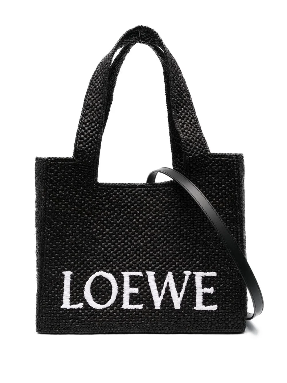 Small Loewe Font raffia tote bag - 1