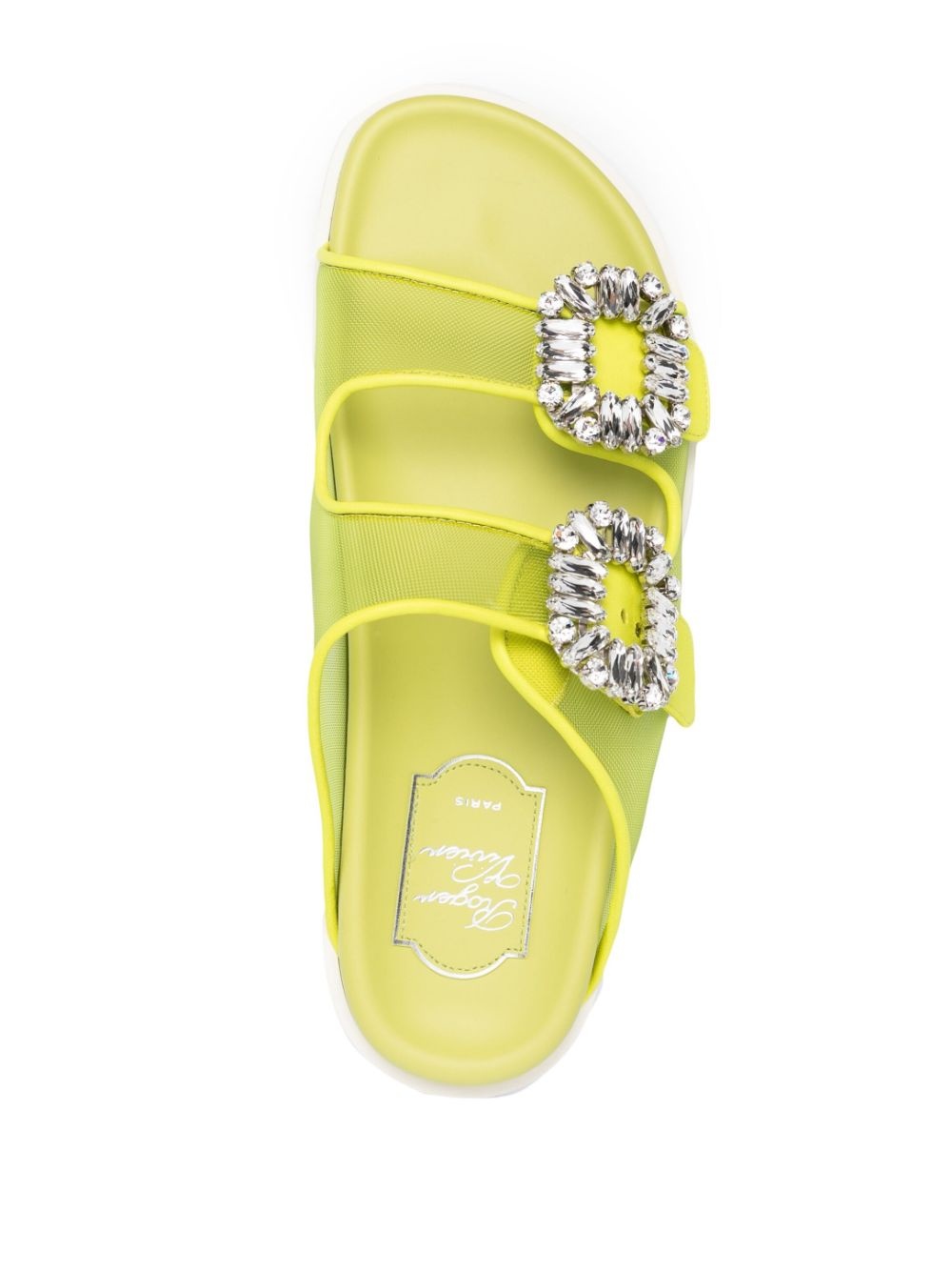 crystal-embellished double-buckle slides - 4