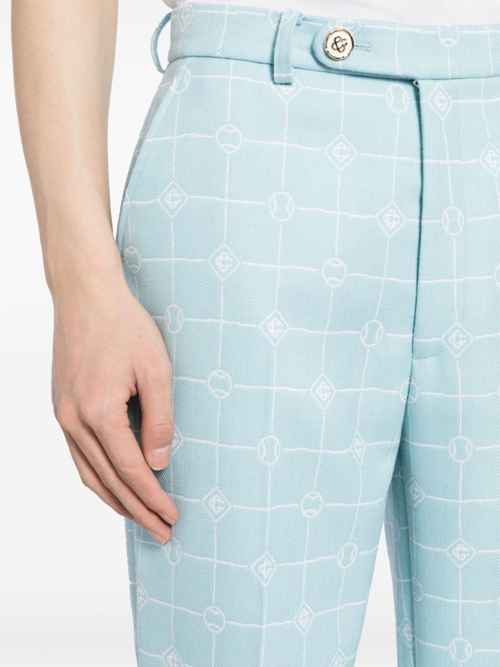 Heart Monogram-jacquard wool trousers - 5