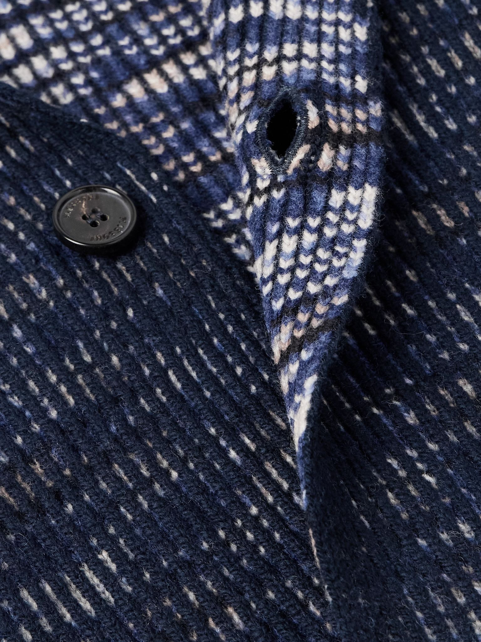 Unstructured Space-Dyed Ribbed Wool Blazer Blue - 4