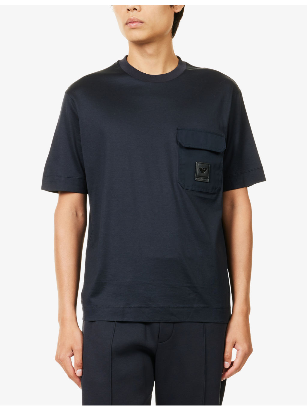 Logo-Plaque Flap-Pocket Jersey T-shirt - 3