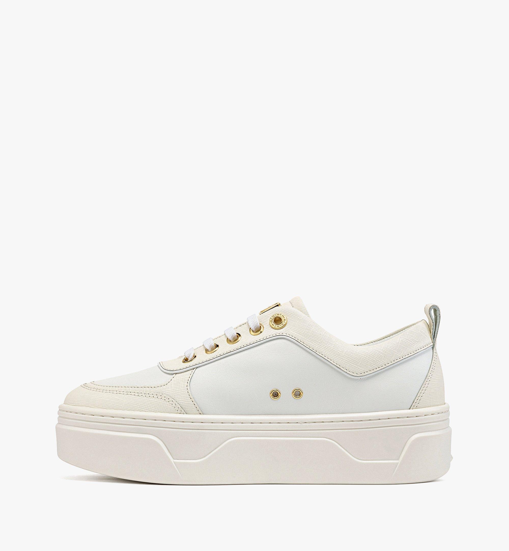 Skyward Platform Sneakers in Saffiano Leather - 3