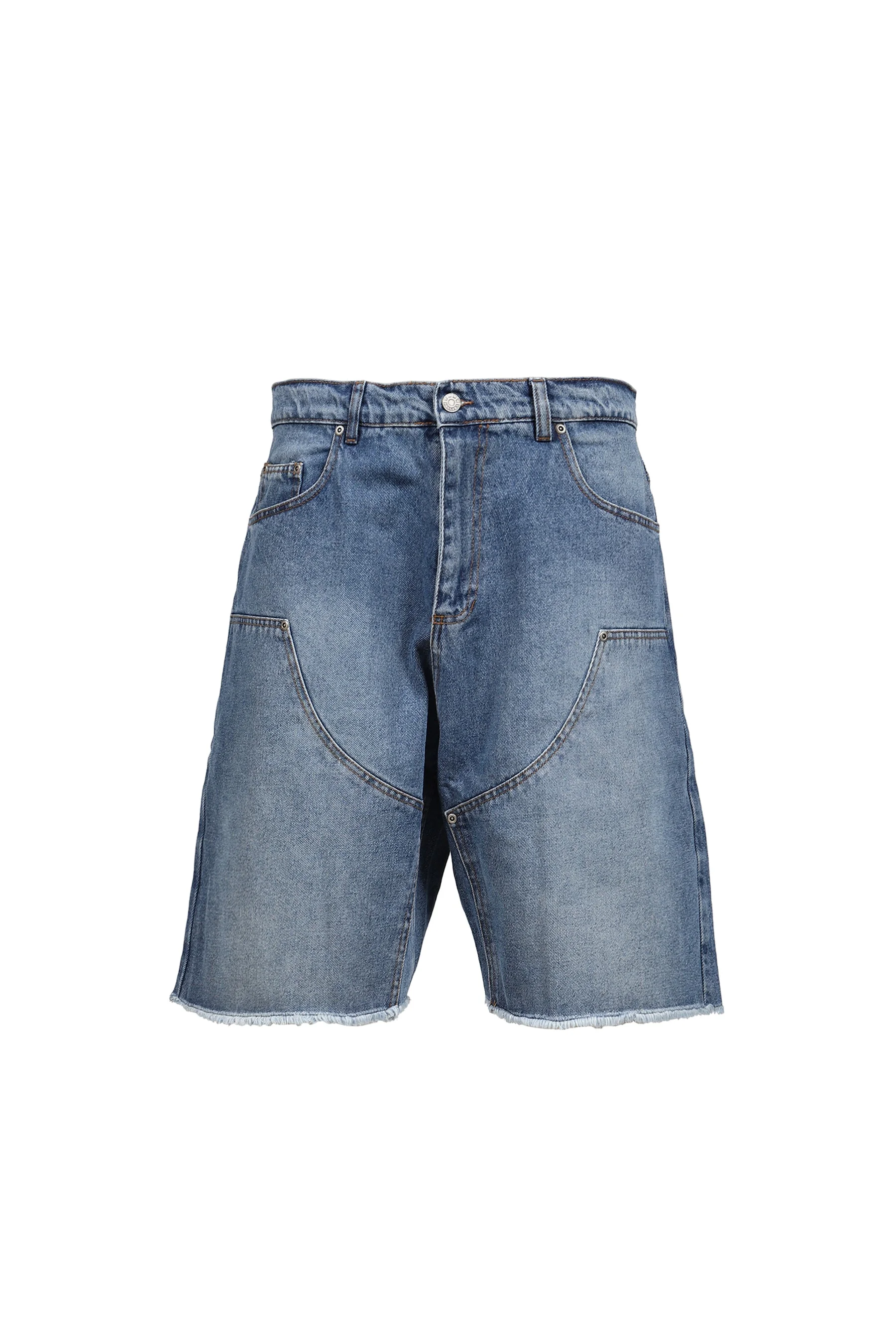 SUN DYED DOUBLE KNEE BAGGY DENIM SHORTS WOVEN / LT. BLU - 1