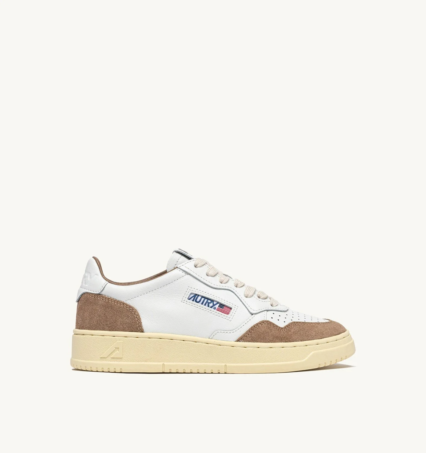 MEDALIST LOW SNEAKERS IN WHITE LEATHER AND ANTELOPE SUEDE - 1
