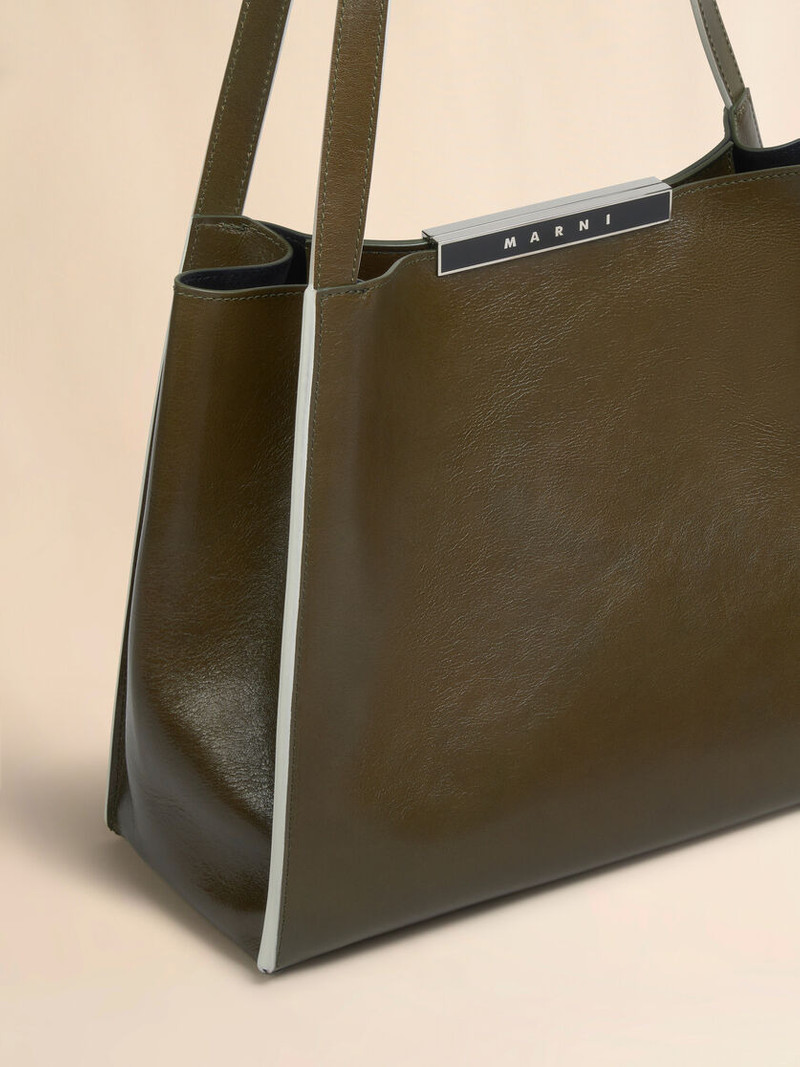 DEEP GREEN LEATHER CRESTA E/W SMALL TOTE BAG 5