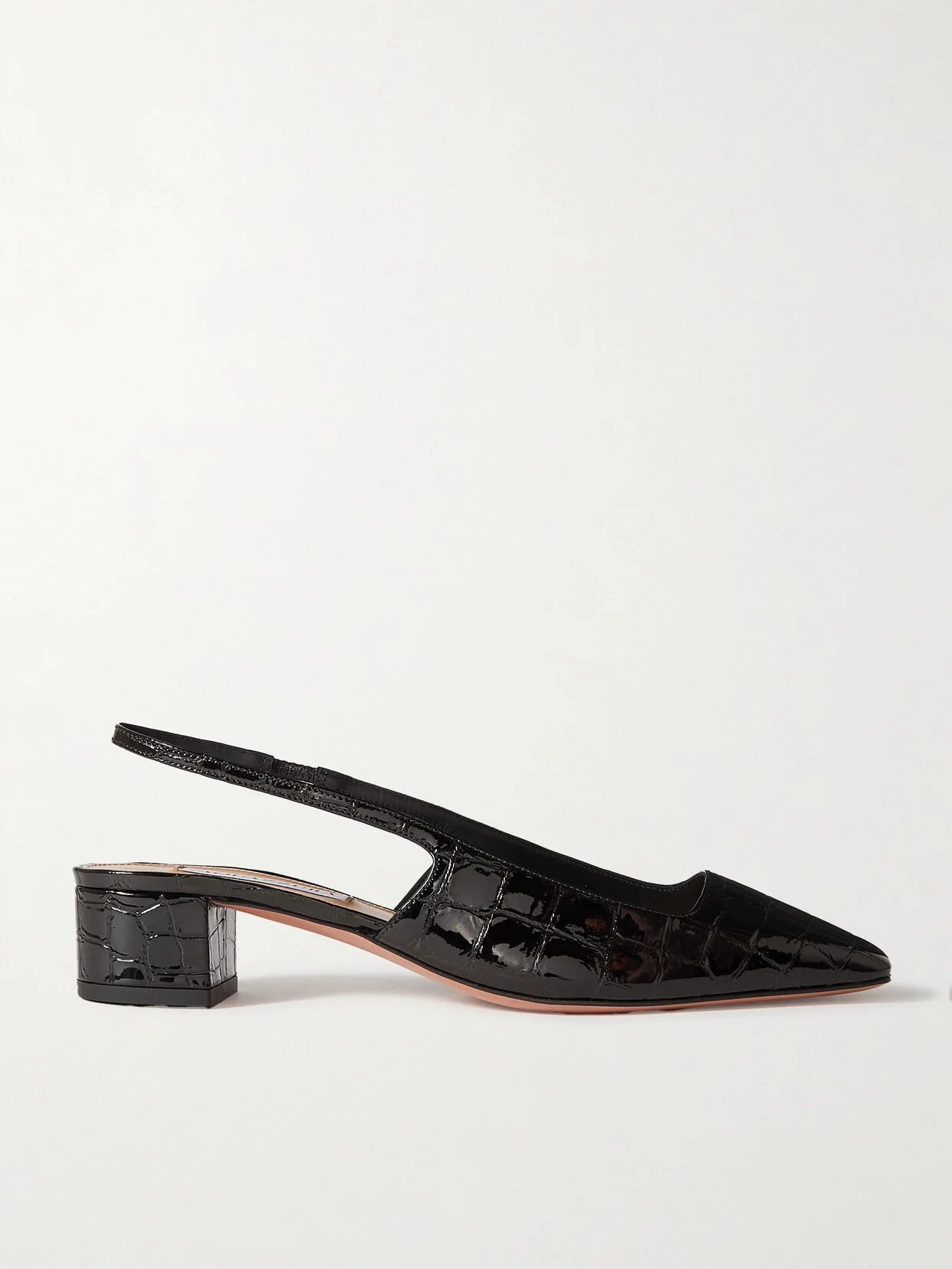 Ginza 35 Croc-effect Patent-leather Slingback Pumps - 1