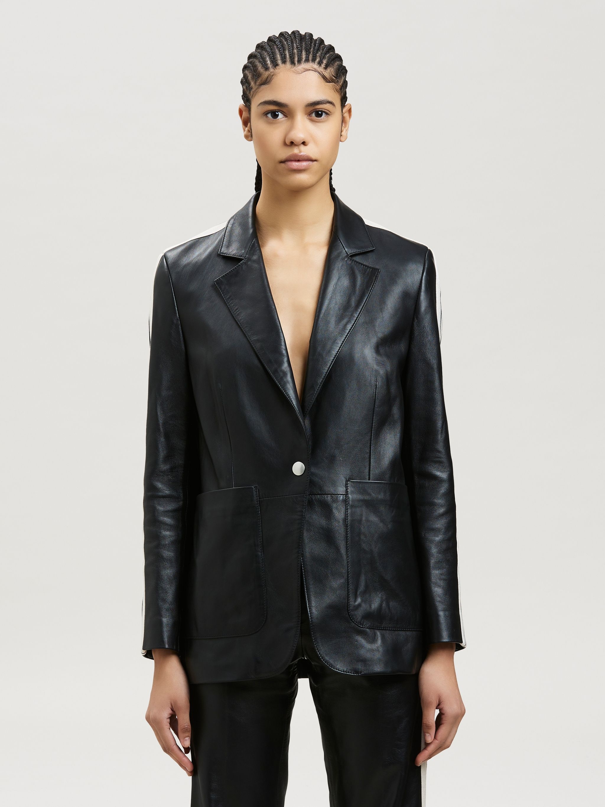 LEATHER TRACK BLAZER - 3