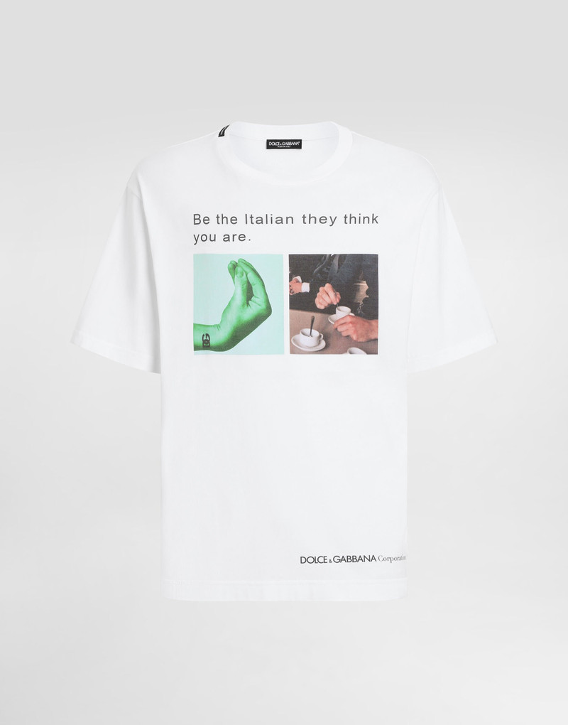 Cotton T-shirt with hand and coffee print 1