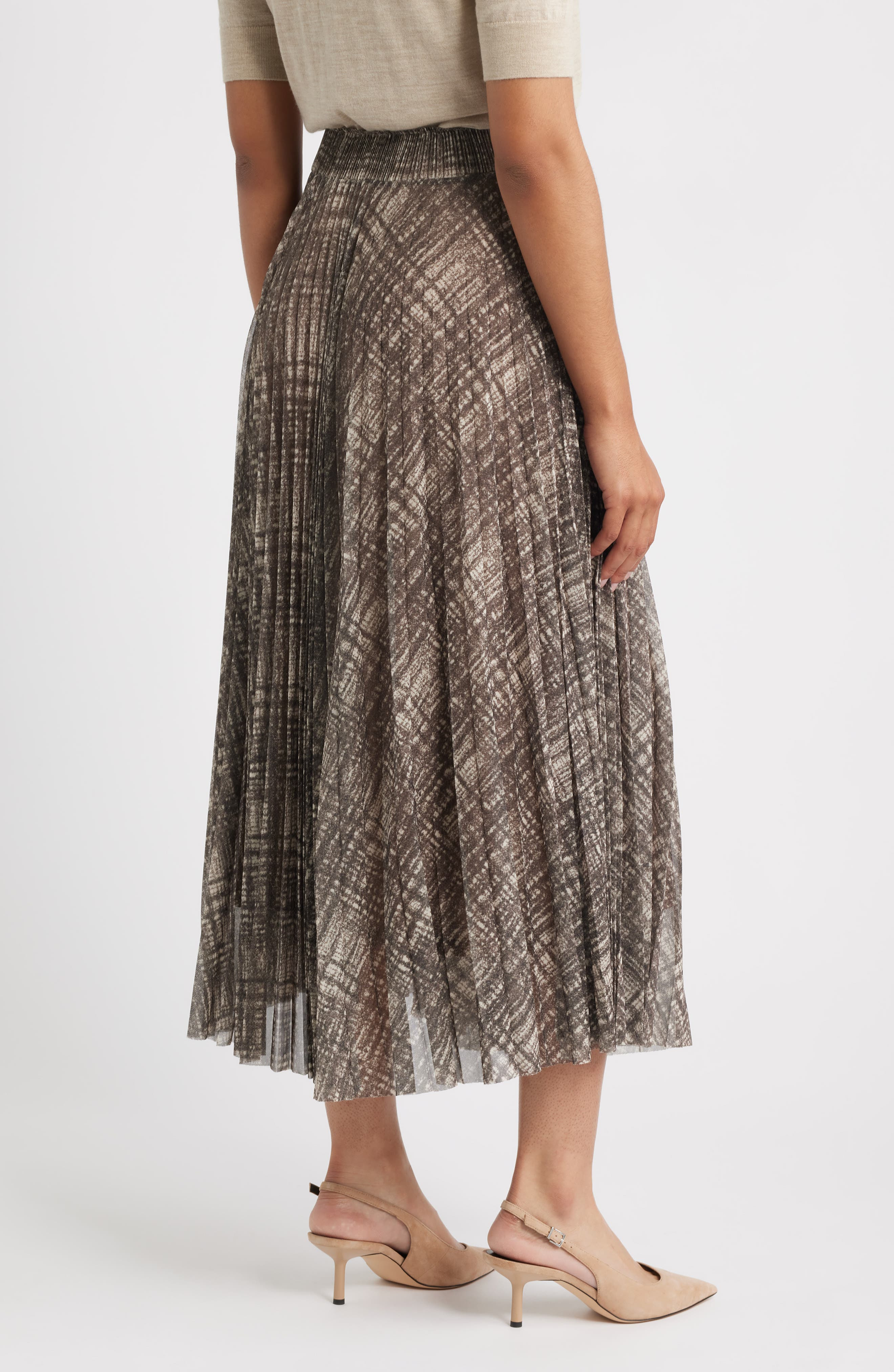 BOSS Edrisa Pleated Midi Skirt in Grey Multi at Nordstrom - 2