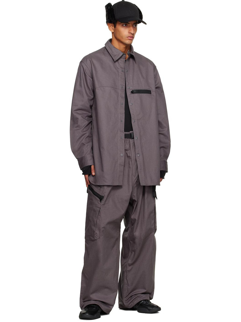 Y-3 Gray Twill Cargo Pants outlook