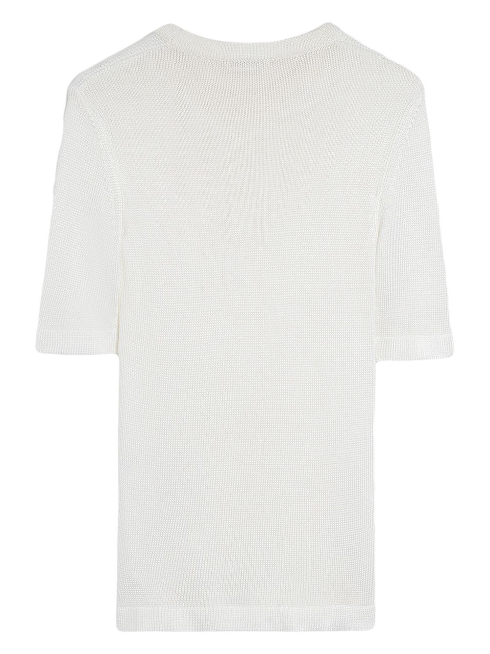 crochet-flower knit T-shirt - 5