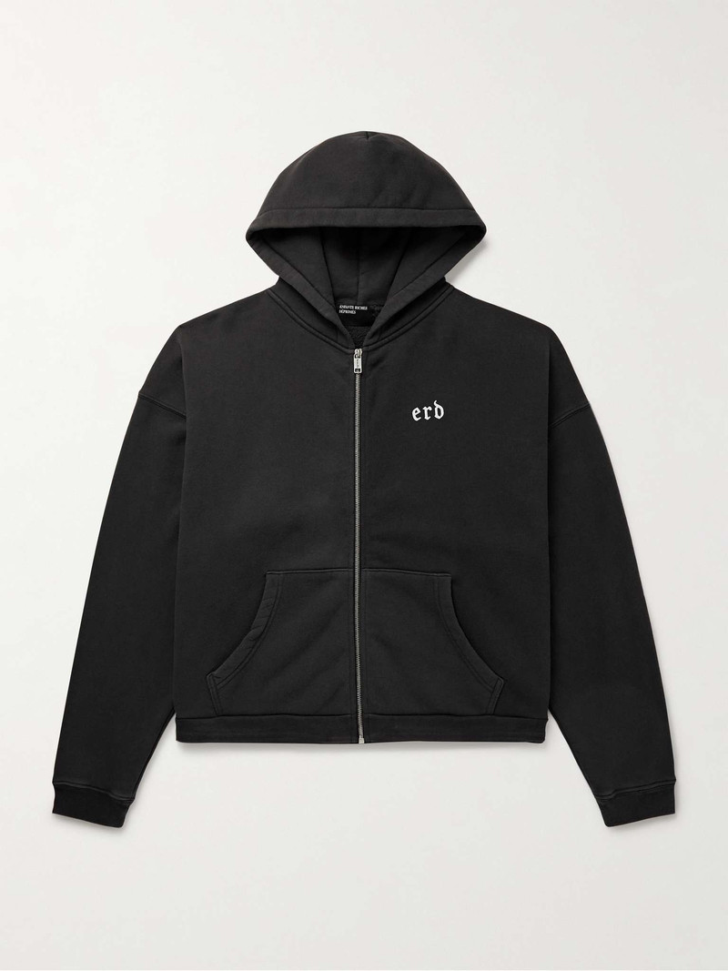 Printed Cotton-Jersey Zip-Up Hoodie 1