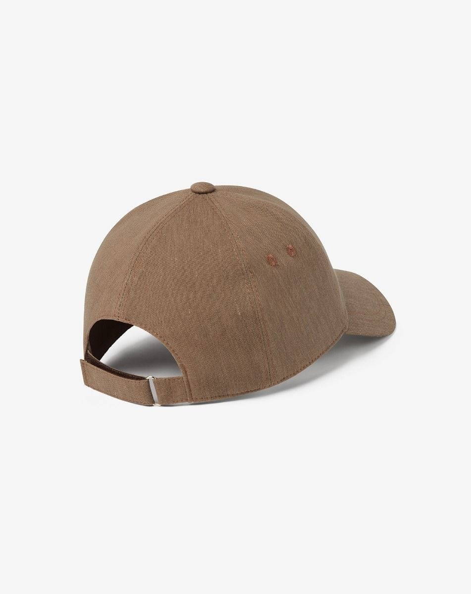 Camel beige linen, wool and mohair baseball cap - 3