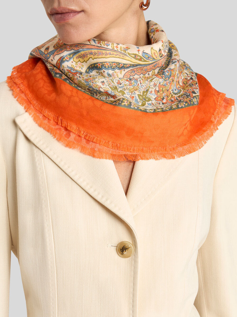 Etro COTTON- AND MODAL-BLEND SHAWL WITH FLORAL PAISLEY MOTIF outlook