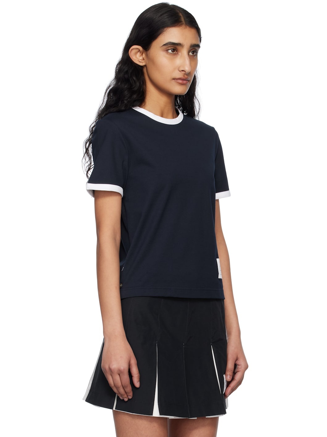 Navy RWB-Stripe Logo-Patch T-shirt - 2