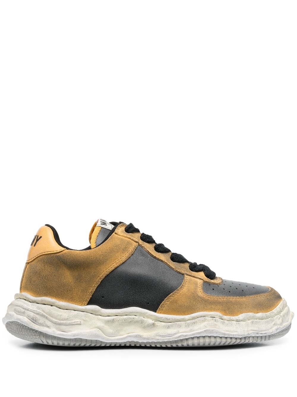 Wayne distressed-effect low-top leather sneakers - 1