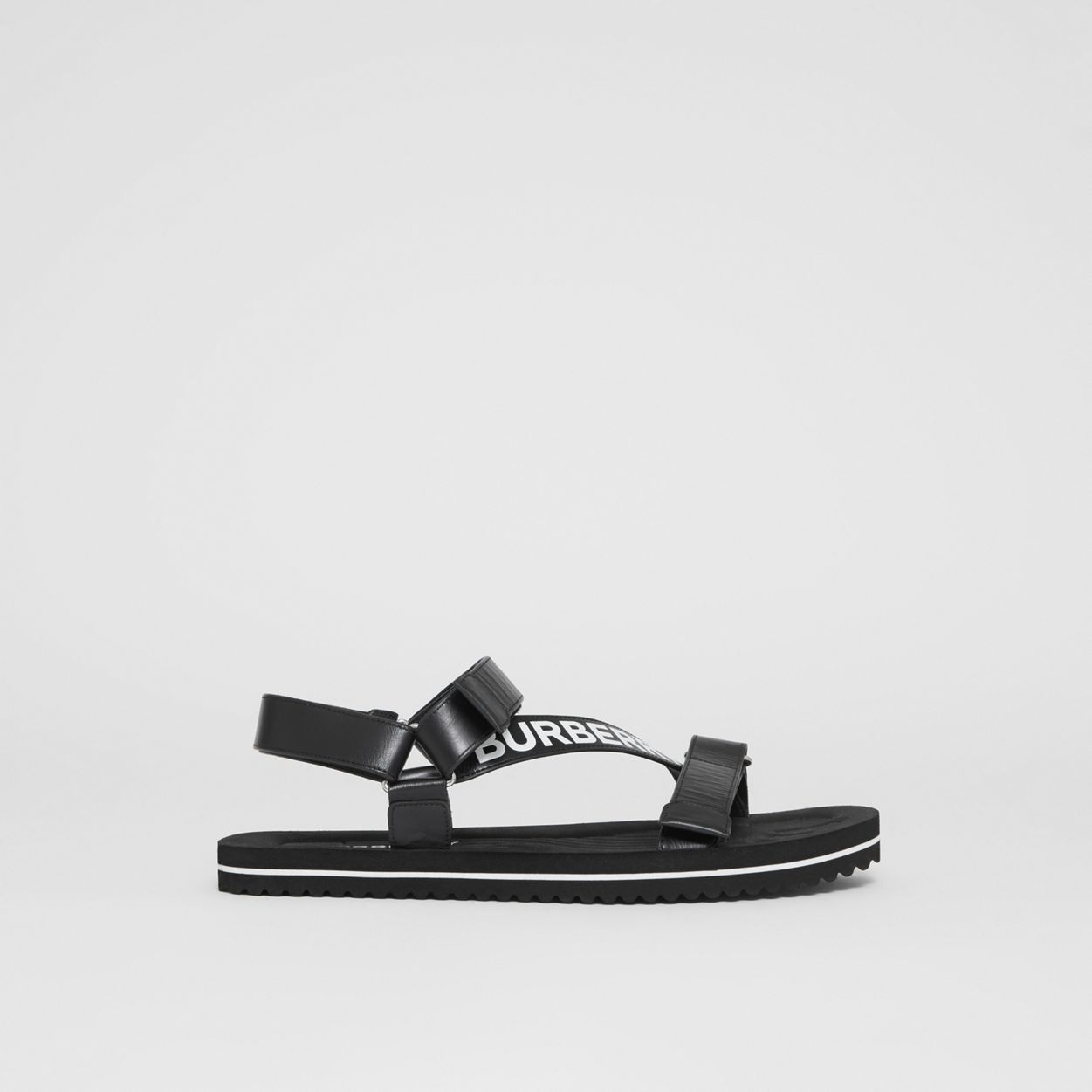 Logo Print Leather Sandals - 6