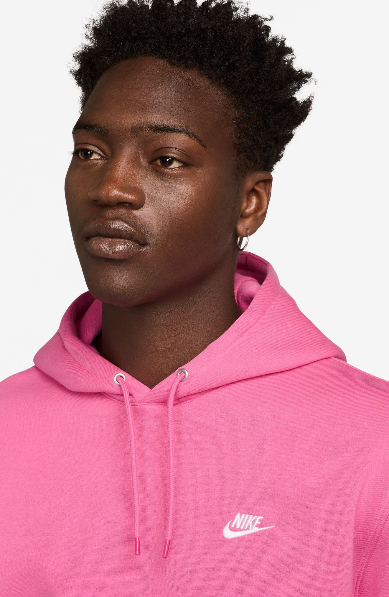 Nike Club Fleece Pullover Hoodie in Pinksicle/White at Nordstrom - 3