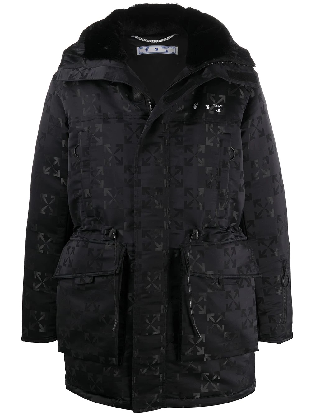 logo pattern padded parka - 1