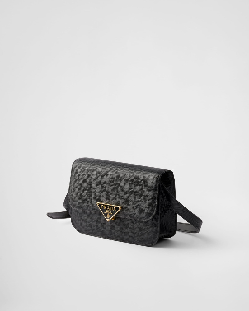 Prada Saffiano leather flap shoulder bag outlook