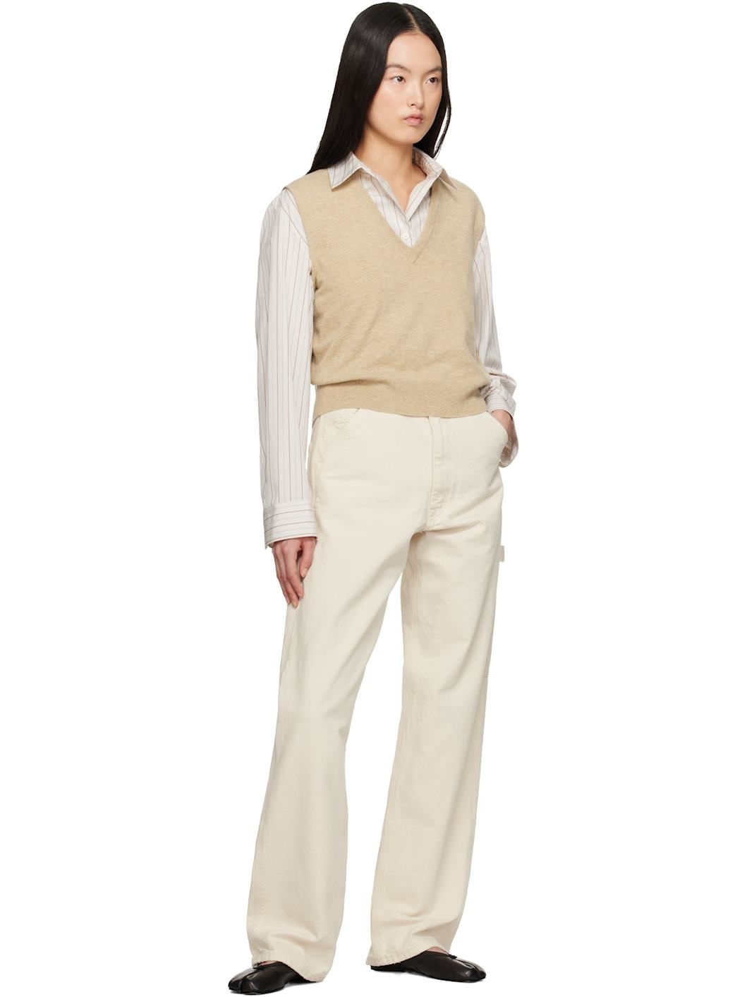Beige Knit Vest - 5