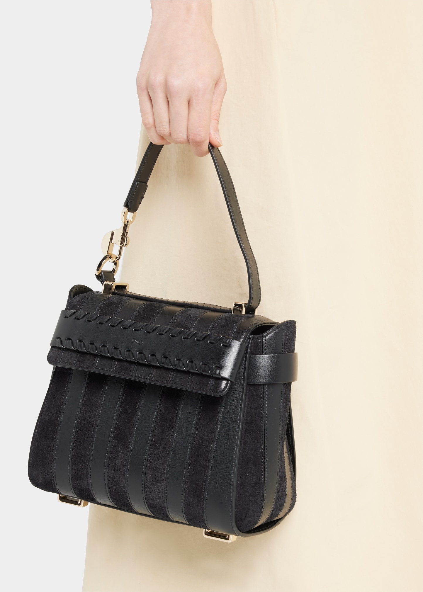【CHLOE】NACHA TOP HANDLE BAG Chloé - Nacha Misty Lavender Leather Top Handle Bag
