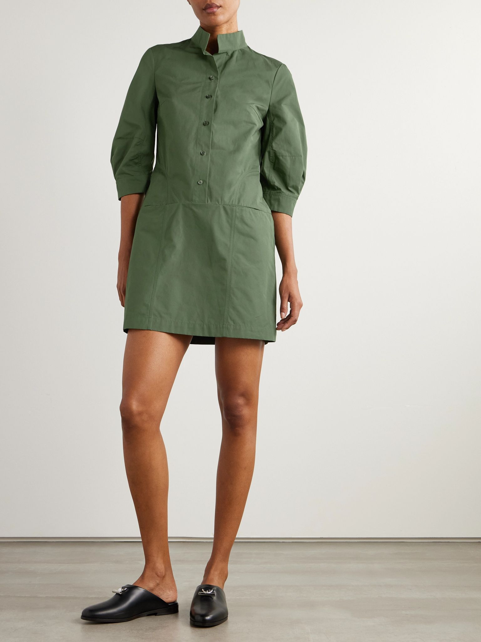 Cotton-poplin mini dress Green - 2