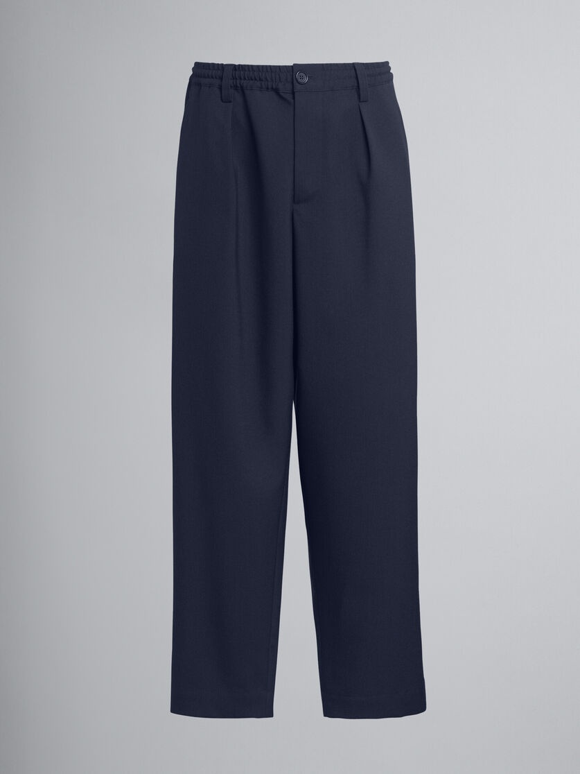 CROPPED TROUSERS IN COOL WOOL WITH DRAWSTRING AT THE WAIST - 1