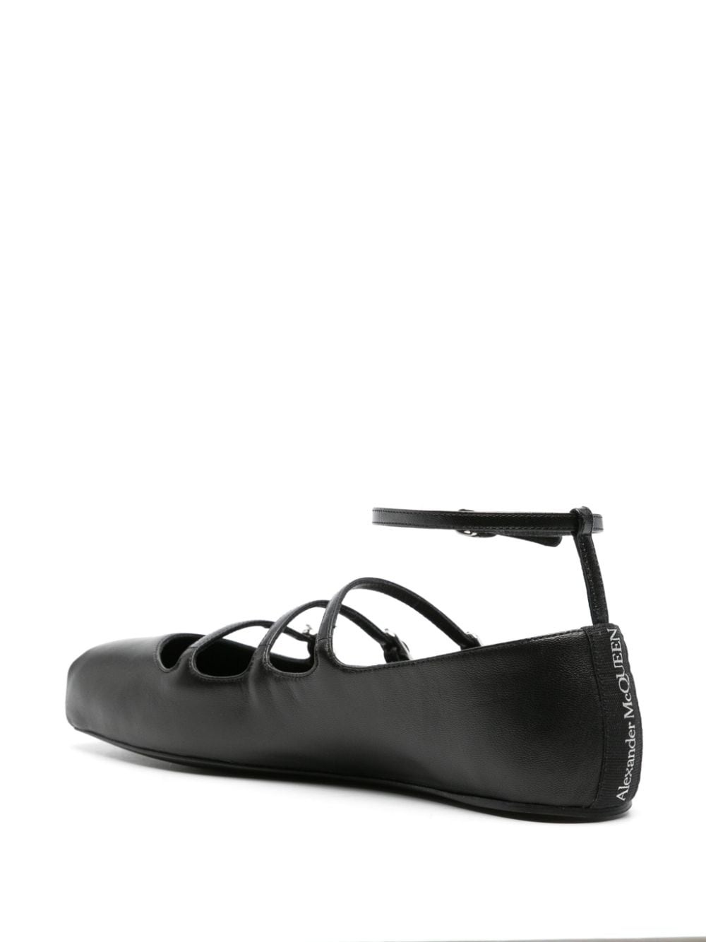 buckled-straps leather ballerina shoes - 3