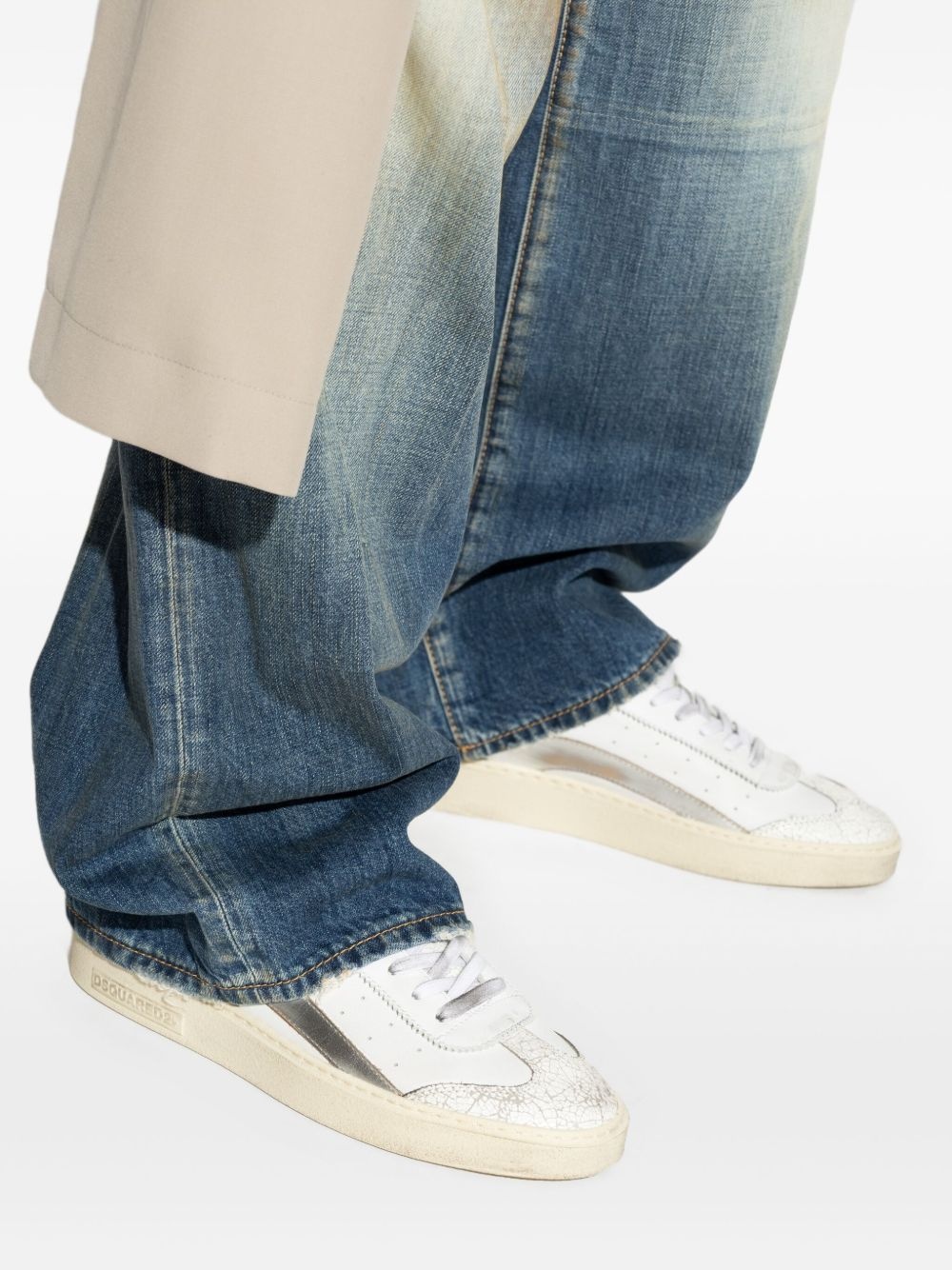 Rider metallic-leather low-top sneakers - 5