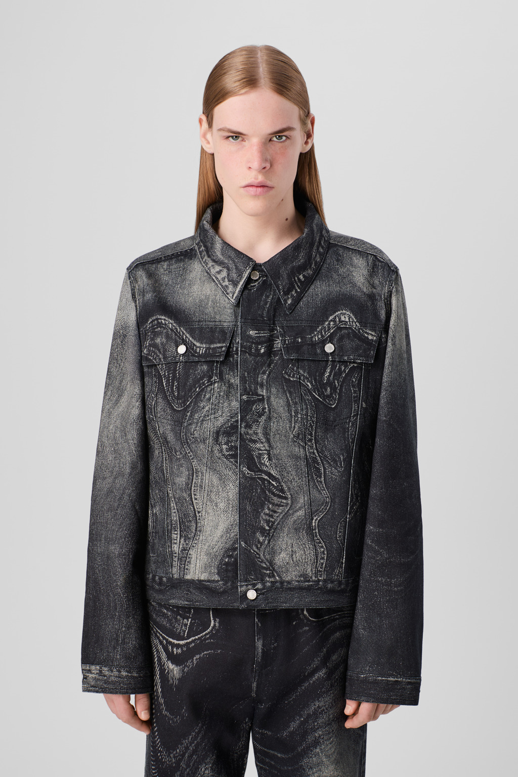 Black-Gray Denim Jacket - 2