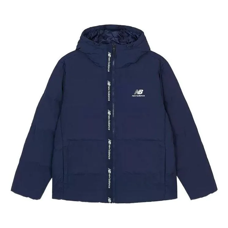 New Balance Logo Print Down Jacket 'Blue Black' AMJ23343-NNY - 1