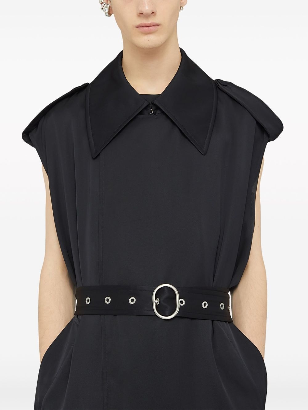 sleeveless belted trench coat - 4