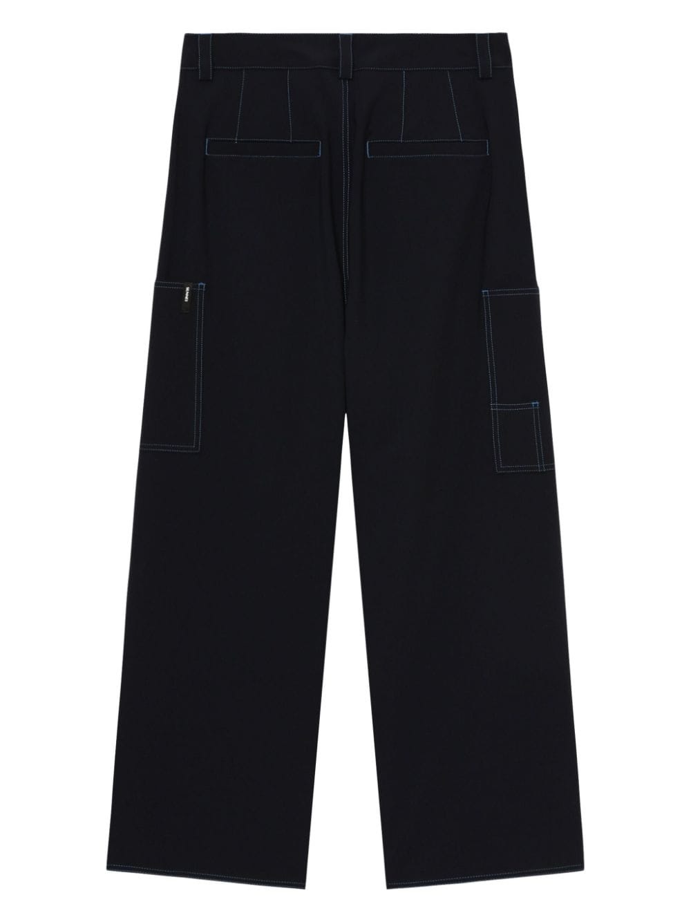 contrast-stitching wide-leg trousers - 6