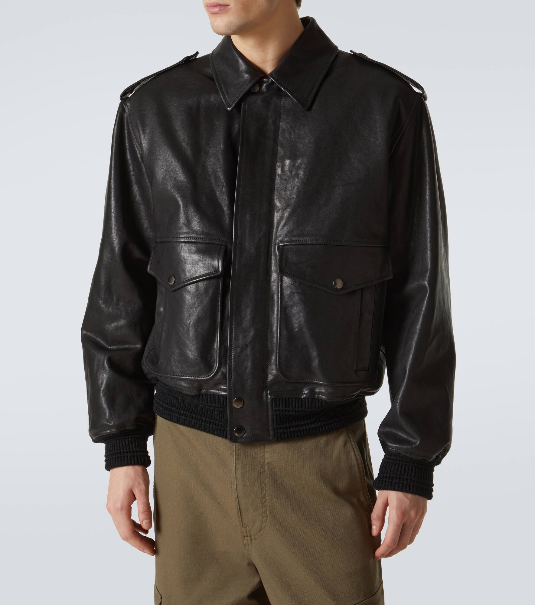 Leather bomber jacket - 3