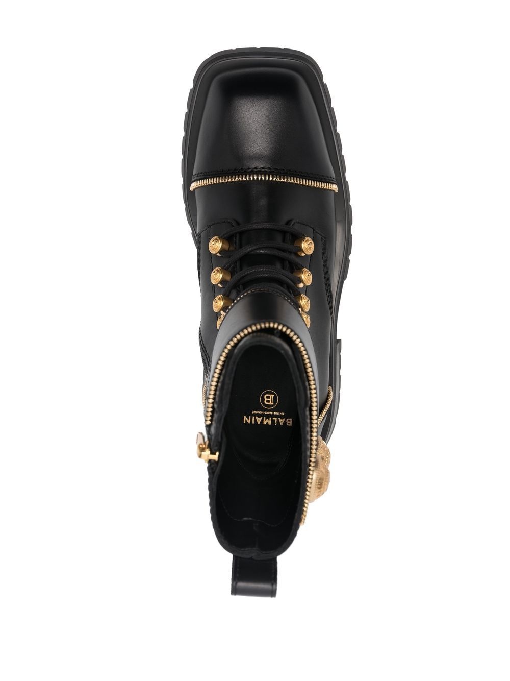studded square-toe leather boots - 4