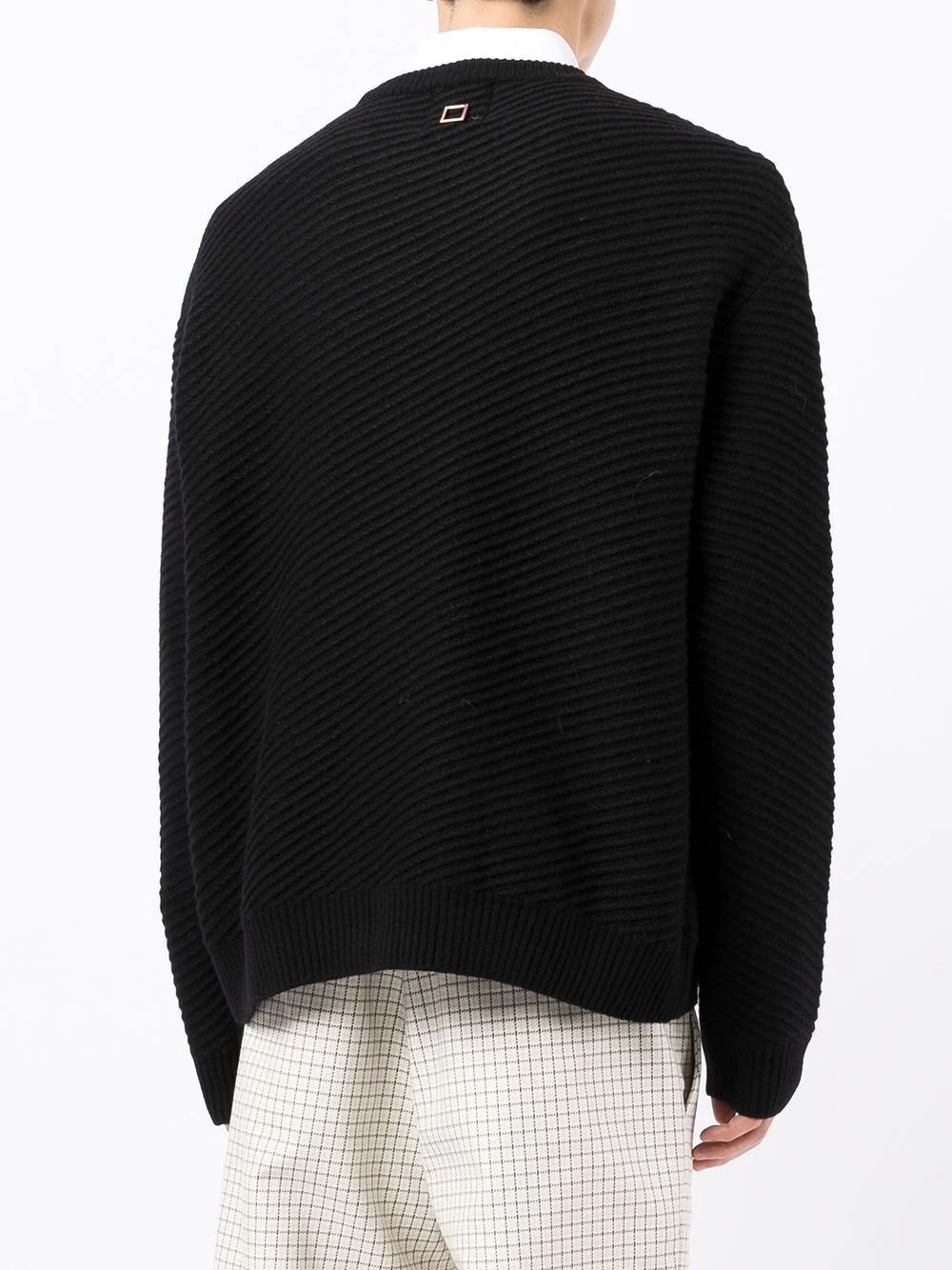 ribbed-knit crew neck jumper - 4