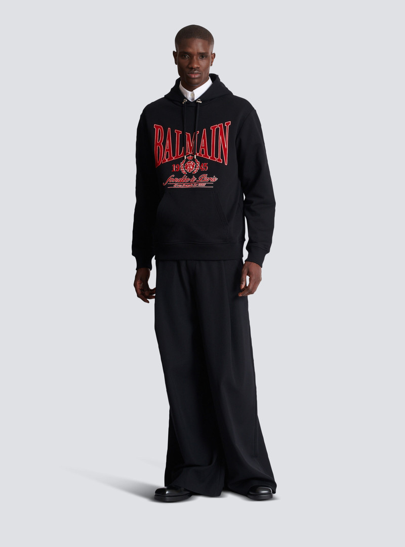 Balmain Flocked Balmain College hoodie outlook