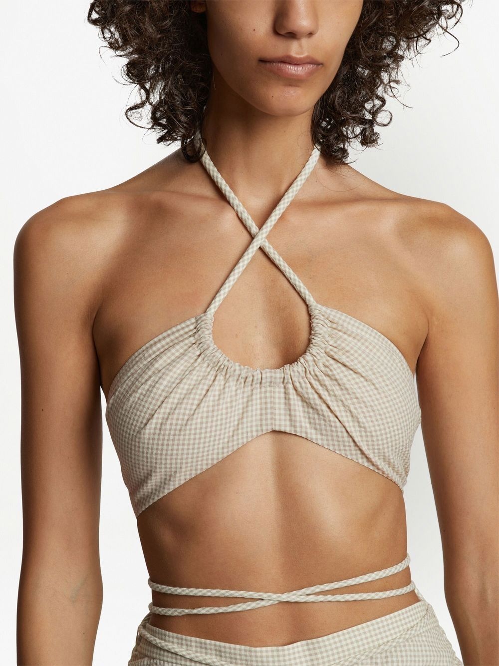 gingham-check halterneck bralette - 5