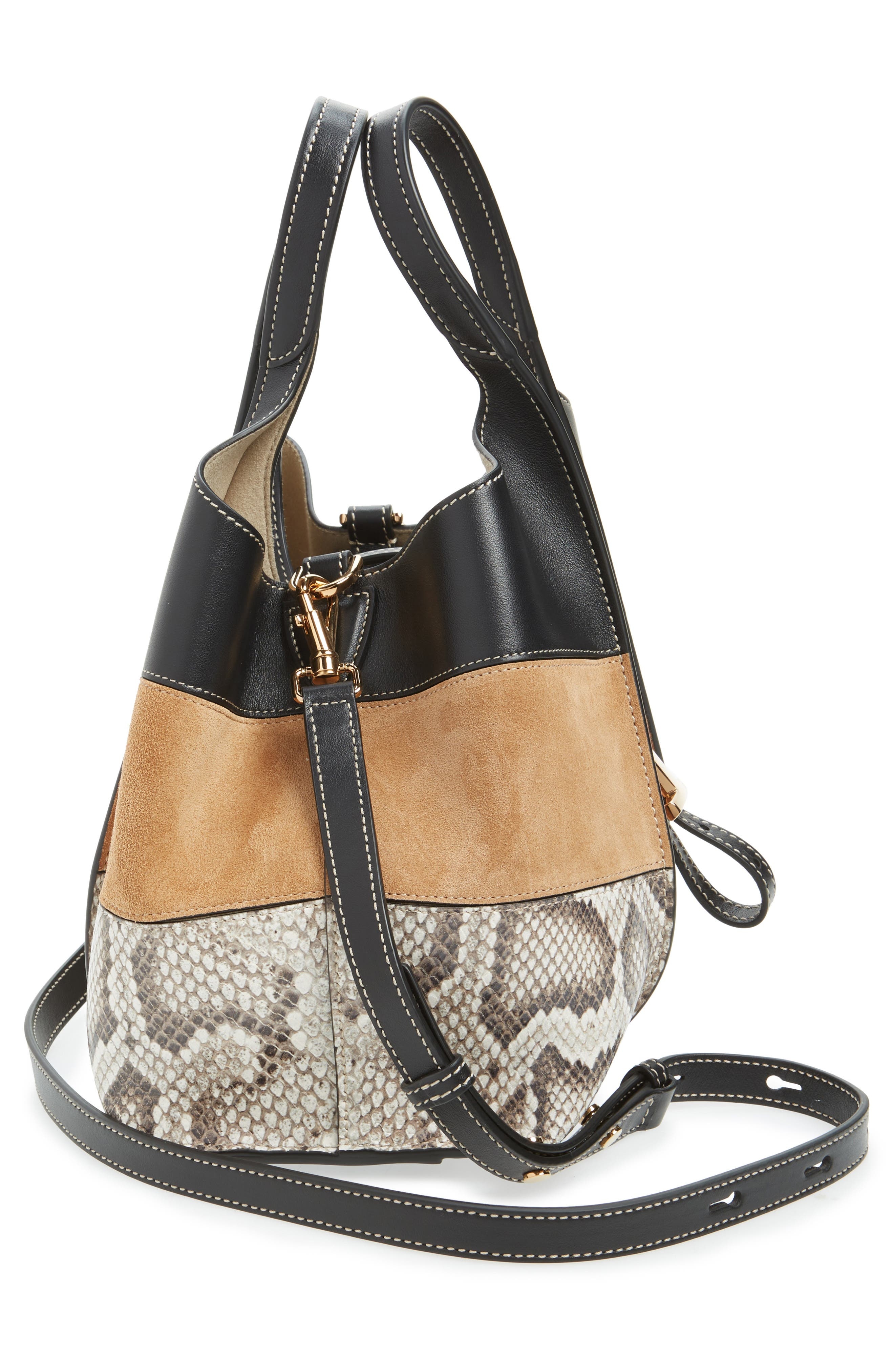 Tod's Mini T Timeless Shopping Bag Leather & Suede Tote in Nero/Kenia/Roccia at Nordstrom - 6
